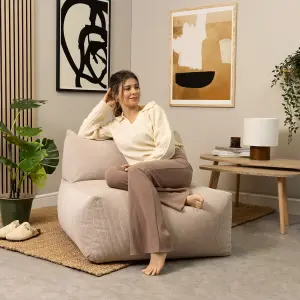 icon Tetra Natural Corduory Floor Sofa Bean Bag Recliner Section Chair