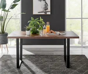 Kylo Brown Wood Effect Dining Table & 6 Cappuccino Milan Black Leg Chairs