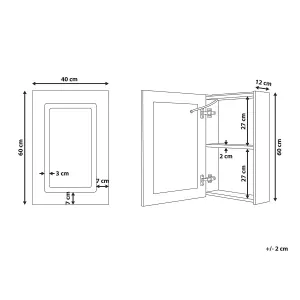 Bathroom Wall Mounted Mirror Cabinet with LED 40 x 60 cm Black CONDOR