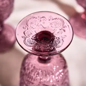 Set of 2 Luxury Bright Pink Drinking Wine Glass Wine Goblets 300ml