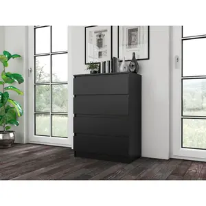 Tonya 4 Drawer 70Cm W Chest Of Drawers Black