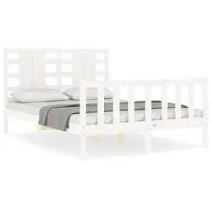 Berkfield Bed Frame with Headboard White 120x200 cm Solid Wood