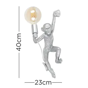 ValueLights George Monkey Silver Indoor Wall Light