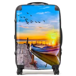 Sunset Of Colours At The Lake Suitcase - Medium