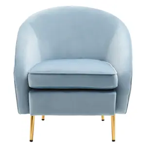 Interiors by Premier Aqua Blue Velvet Arm Chair, Luxury Velvet Upholstered Accent Chair, Comfortable Armchair for Home