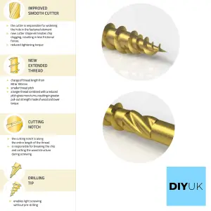 Torx Yellow Wood Screws 60mm x 5.0mm ( Pack of: 400 ) Countersunk High Performance Multi-Purpose TX Screw