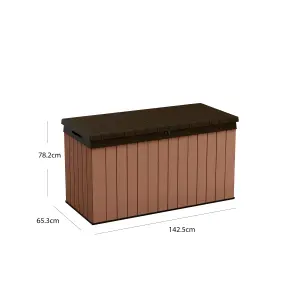 Keter Darwin Brown 570L Garden storage bench box 5x2 ft 782mm 1425mm