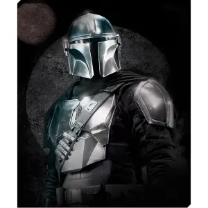 Star Wars: The Mandalorian Circle Canvas Print Black/Grey (40cm x 50cm)