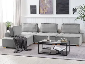 Corner Sofa TIBRO Grey Fabric Right Hand