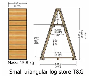 Shire Small Triangular Log Store Pressure Treated