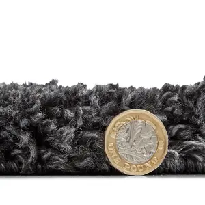 Dark Grey Plain Shaggy Modern Plain Easy to Clean Soft Rug For Dining Room -200cm X 290cm