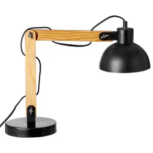 Interiors By Premier Contemporary Black Wood Table Lamp, Versatile Bedside Table Lamp, Modern Rustic Livingroom Table Lamp