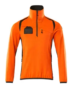 Mascot Accelerate Safe Microfleece Jacket with Half Zip (Hi-Vis Orange/Dark Anthracite)  (Small)