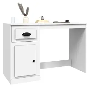 Berkfield Desk with Drawer White 115x50x75 cm Engineered Wood