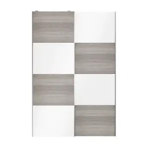 Atomia Panelled Grey & white oak effect High gloss 2 door Sliding Wardrobe Door kit (H)2250mm (W)1500mm