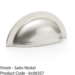 Ridged Cup Handle - Satin Nickel - 76mm Centres Solid Brass Shaker Drawer Pull