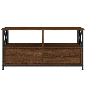 Berkfield TV Cabinet Brown Oak 90x33x45 cm Engineered Wood&Iron