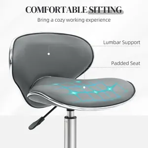 HOMCOM Office Chair Beauty Salon Rolling Technician Stool Chair Grey