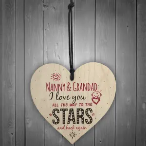 Red Ocean Love You Nanny  Grandad NAN Home Decor Wooden Hanging Heart Wall Sign Plaque Keepsake Gift