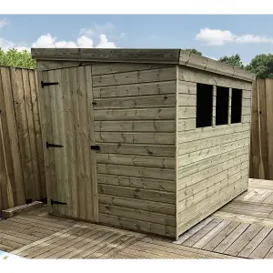 7 x 7 Garden Shed Pressure Treated T&G PENT Wooden Garden Shed - 3 Windows + Side Door (7' x 7' / 7ft x 7ft) (7x7)