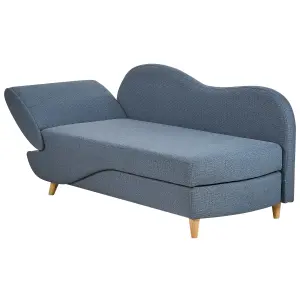 Left Hand Fabric Chaise Lounge with Storage Blue MERI II