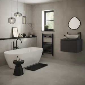 Johnson Tiles Marlow Grey & Beige Matt Décor Cement tile effect Textured Ceramic Indoor Wall Tile Sample