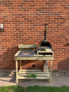 Outdoor 120cm Pizza Table with gastro pots and planter top