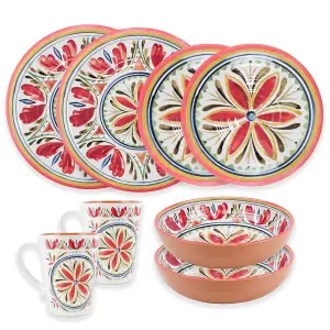 Purely Home Mediterranean 8 Piece Melamine Dinnerware & Mugs Set