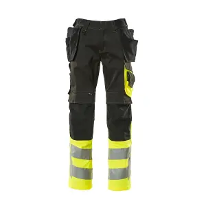 Mascot Safe Supreme Trousers with Holster Pockets (Black/Hi-Vis Yellow)  (42.5) (Leg Length - Long)