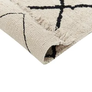 Cotton Area Rug 200 x 200 cm Beige and Black ELDES