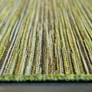 Green Outdoor Rug, Striped Stain-Resistant Rug For Patio, Deck, Garden, 5mm Modern Outdoor Area Rug-80cm X 150cm