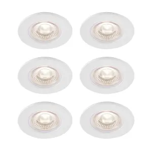 GoodHome Hodgkin Matt White Fixed LED Fire-rated Neutral white Downlight IP65, Pack of 6