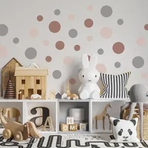 Walplus Large Polka Dots Boho Naturalkids Sticker PVC Brown, Grey