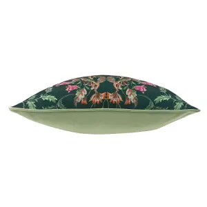 Evans Lichfield Heritage Bell Flowers Viridian Polyester Filled Cushion