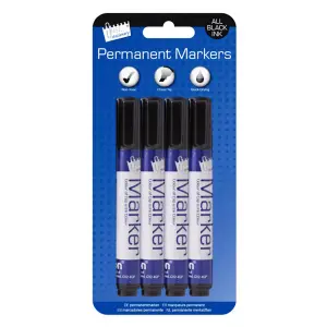 Just Stationery Chisel Tip Black Permanent Marker (Pack Of 4) Black (One Size)