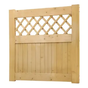 Garden Wood Gate Rhombus Gate with Latch and Hardware Kit, 90 cm x 90 cm