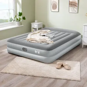 Double Air Bed with Built In Electric Pump Deluxe Inflatable Airbed Mattress Trail