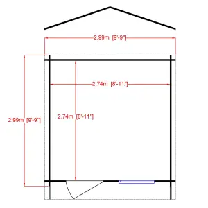 Shire Bucknells 10x10 ft Toughened glass & 1 window Apex Wooden Cabin with Tile roof