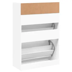 Shoe Cabinet with 2 Flip-Drawers White 80x34x116 cm