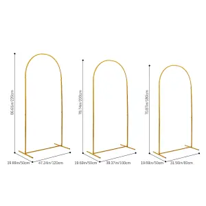 3pcs 180/200/220cm Height Gold Metal Arch Wedding Backdrop Stand Prop Decor