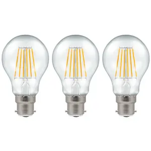 Crompton Lamps LED GLS 7.5W B22 Dimmable Filament Warm White Clear (60W Eqv) (3 Pack)