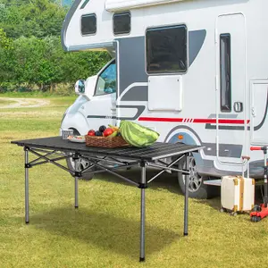 Costway Aluminum Folding Camping Table Roll Up Portable Picnic Table with Carrying Bag