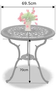 Centurion Supports TABREEZ Black Garden and Patio Cast Aluminium Bistro Table