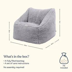 icon Kids Teddy Bear Armchair Bean Bag Grey Childrens Bean Bags