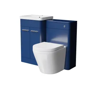 Nes Home 500mm Freestanding Vanity Unit with Basin,Rimless Toilet, WC unit Royal Blue