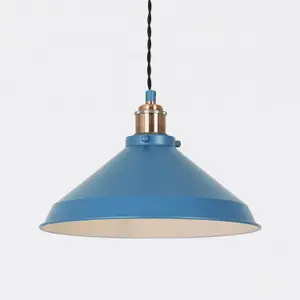 First Choice Lighting Set of 2 Maxwell Mirage Blue Brushed Copper Ceiling Pendant Lights