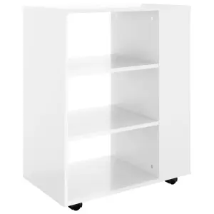 Berkfield Rolling Cabinet High Gloss White 60x35x75 cm Engineered Wood