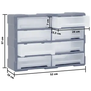 Berkfield Multi-drawer Organiser with 8 Big Drawers 52x16x37 cm