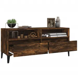 Berkfield TV Cabinet Smoked Oak 100x34.5x44.5 cm Engineered Wood