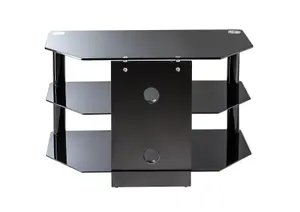 Essentials TV-Stand with 3 Shelves Black Glass ESS800/3-BLK